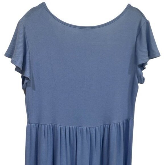 See You Monday Blue Ribbed Maxi Dress Babydoll Summer Coastal Resort Travel XL - Picture 6 of 11